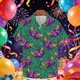 thumbnail image 5 of Ceisia Men's Mardi Gras Festive Print Short Sleeve Button-Up Shirt Collection | Leopard Print & Carnival Mask Button-Up Shirt Gifts, 5 of 8