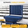 thumbnail image 3 of CONCETTA Stadium Seats with Back Support, 350 LBS Weight Capacity Thick Padded Bleacher Chair with Cup Holder, Storage Pocket, Padded Shoulder Strap & Built-in Handle for Sports Events, Navy Blue, 3 of 8