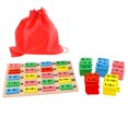 thumbnail image 1 of KAKOWELY Dominoes Building Blocks 1 Set Digital Computing Dominoes Building Blocks Toy Intelligence Toy Early Education Arithmetic Wooden Toy (110Pcs Building Blocks 1Pc Answer Board 1Pc Storage Bag), 1 of 4