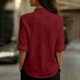 thumbnail image 4 of cocolona Linen Button Down Solid Color Blouses for Women Collar Long Sleeve Shirts Dressy Casual Tops, 4 of 6