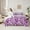 Purple, variant on jejeloiu Pink White Leaves 7 Pieces Bedding Comforter Set,Natural Botanical Full Bedding Set,Modern Art Fitted Sheet Flat Sheet For Gitls Teens,Ultra Soft Home Decor Reversible