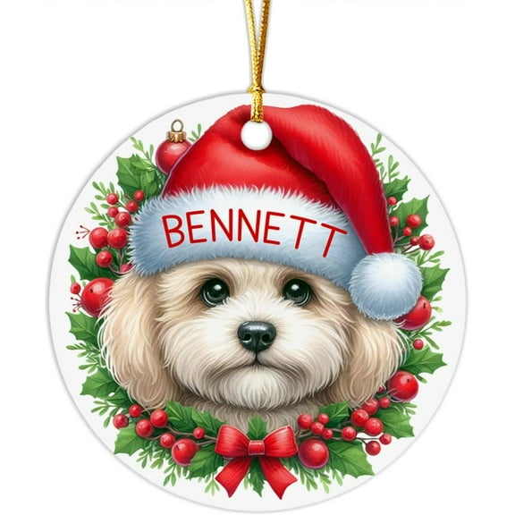 Maltipoo Wreath Ornament, Customized Maltipoo Ornament Christmas 2025, Personalized Cute Maltipoo Name Ornament, Gift for Pet Lover, Custom Maltipoo Ornament, Dog Ornament Xmas, Pet Ornament RrjqOZ