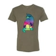thumbnail image 2 of Neon Beach Sunset Cat California Vibes | Mens Animal Lover Premium Tri Blend T-Shirt, Military Green, 2XL, 2 of 4