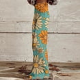 thumbnail image 4 of XUNKUSGA Pants for Women Fashion Faux Denim Floral Wide Leg Pants Classic High Waist Baggy Boyfriends Straight Leg Women's Pants with Pockets,Yellow,S, 4 of 6