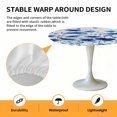 thumbnail image 6 of Watercolor Blue Leaves Elastic Fitted Round Table Cover Blue Flowers Waterproof Outdoor Tablecloth for Holiday Party, Picnic, Patio & Dining Fits Tables Up to 55"-60", 6 of 8
