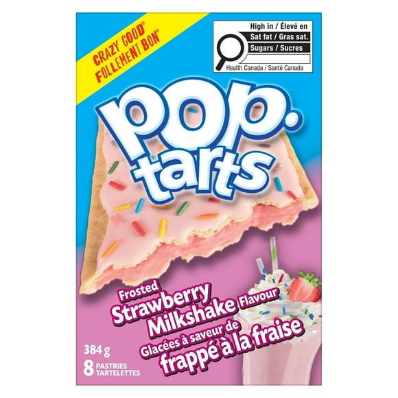 Pop-Tarts® Frosted Strawberry Milkshake Flavour Pastries, 384 g, 8 Pastries
