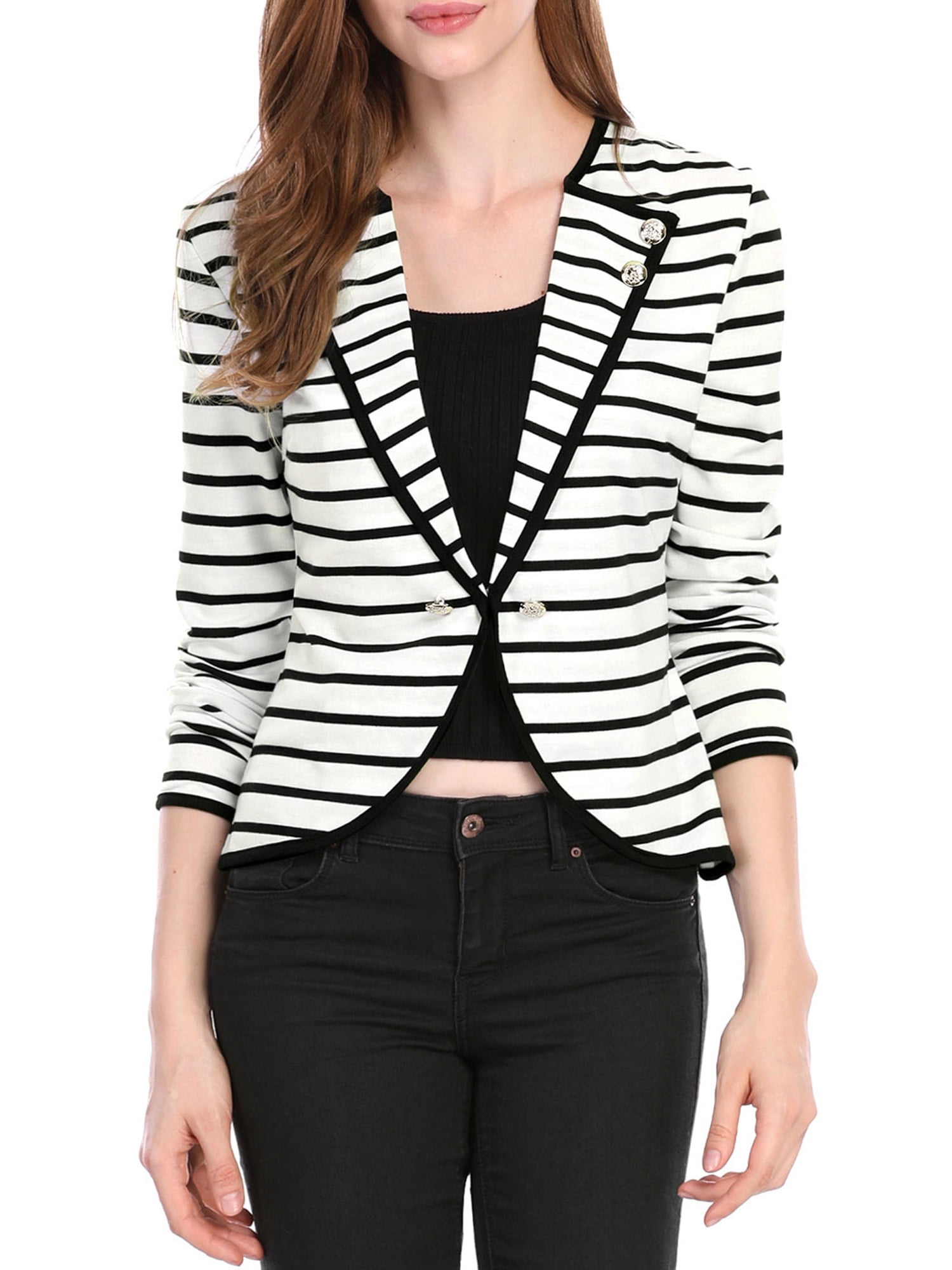 Striped Notched Lapel Button 