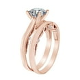 thumbnail image 2 of AFFY 1.01 Carat Round Shape Moissanite & Natural Diamond Bridal Ring Set 14K Solid Rose Gold Ring Size-8, 2 of 2