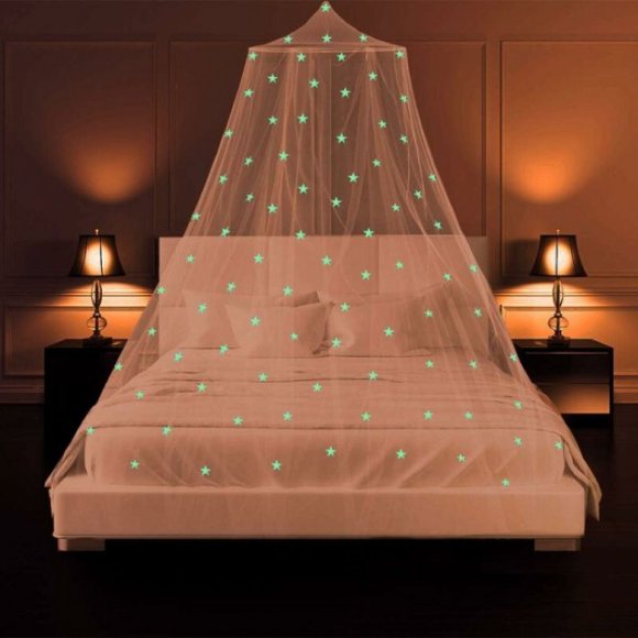 Lunfar 1.8-2m bed with dome hanging mosquito net (open door) without piercing installation mosquito net,