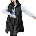 thumbnail image 2 of Ladies Fashion Solid Color Vest Zipper Sleeveless Pocket Mid-length Jacket, 2 of 5