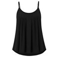 thumbnail image 4 of Yigetop Women's Pleated Tank Tops Spaghetti Strap Camisole Curved Hem Fashion Casual 2026 Summer Tops Daily Wear Black L, 4 of 6