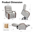 thumbnail image 2 of Lisonu Dual Motor Power Lift Recliner for Elderly, Infinite Position Lay Flat Electric Recliner with Massage & Heat, Egyptian Velvet Sofa with Wooden Arms, Beige, 2 of 13