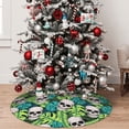 thumbnail image 5 of Sikiie Skull and Palm Leaves 30-48 inches {designName} Print Christmas Tree Skirt Snowman Xmas Tree Skirt with Edge Christmas Decorations for Holiday Party30", 5 of 7