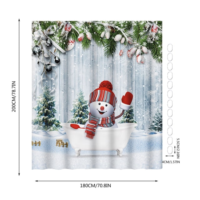 Rideau de Douche de Noël Décoration de Noël Rideau de Douche Série de Noël Rideau de Douche Drôle et Fou Rideau de Douche en Polyester