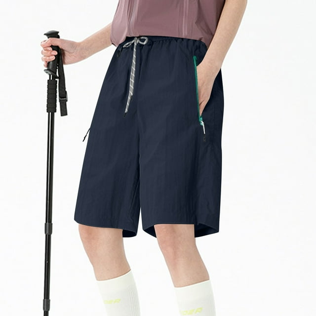 TMOYZQ Shorts de Randonnée pour Femmes Légers à Séchage Rapide Shorts de Golf Résistants à l'Eau avec Poches à Fermeture Éclair