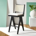 thumbnail image 2 of SAFAVIEH Couture Colette Square Mid Back Bar Stool, Black/Natural, 2 of 15