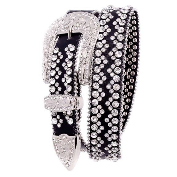 Nomad Creek Women's Rhinestone Studded Leather Belt