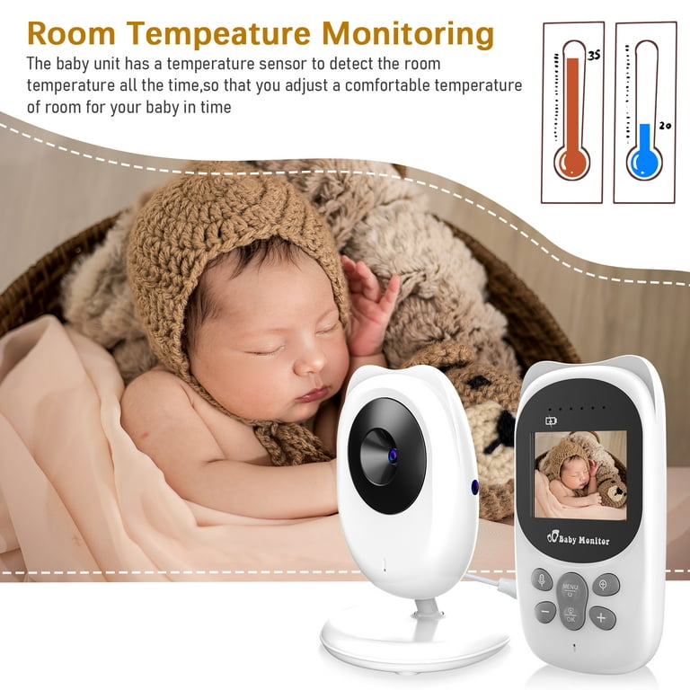 Wireless Baby Monitor Digital Camera Video Monitor for Kids with 2.4 inch LCD Screen 50m Indoor Transmission Supports Two-Way Talk Room Temperature