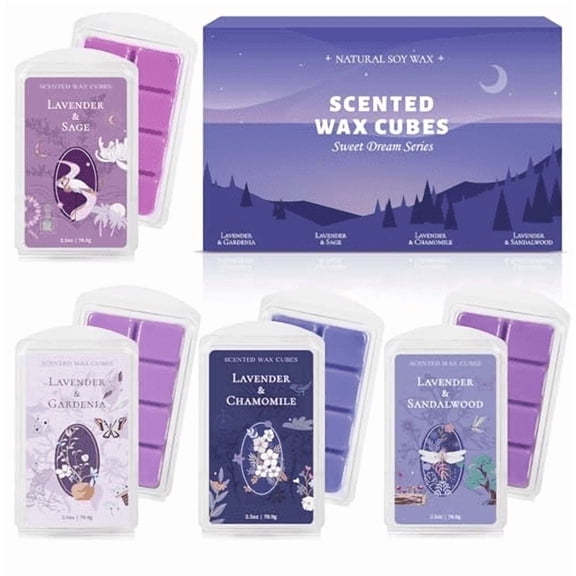 LA BELLEFEE Calming Retreat Wax Melts, Lavender & Chamomile Scented Cubes for Evening Wind-Down, Long Lasting Soy Wax, 4 Pack