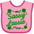 thumbnail image 3 of Inktastic Sassy Lassy with Green 4 Leaf Clovers Boys or Girls Baby Bib, 3 of 4