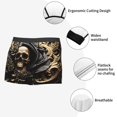 thumbnail image 3 of Pofeuu Gold Rose Skull Print Men’s Boxer Briefs, Moisture-Wicking Underwear, Regular,Trunk-Medium, 3 of 5