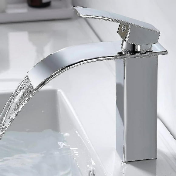 Modern Waterfall Bathroom Faucet, Elegant Design Waterfall Sink Faucet, Brass Bathroom Mixer Tap, Hot And Cold Water Available LSX