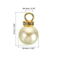 thumbnail image 2 of Uxcell 14mm Faux Pearl Pendants Drops, 100 Pack Round Imitation Pearl Beads with Rhinestone, Golden Beige, 2 of 6