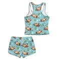 thumbnail image 7 of Psesaysky Cute Otter Floral Girls Tankini Swimsuit 2 Piece Bathing Suits for Girls Round Neck Swim Tank Top and Drawstring Bottoms for 6-15Y, 7 of 7