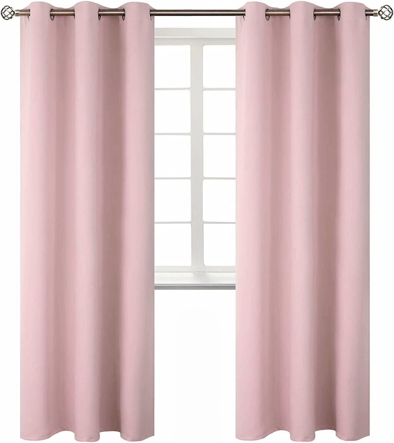 2-panels K68 light pink color 100 % blackout thermal light blocking drapes for sliding patio window curtain top grommets noise reducing 37' wide X 84' length each panel