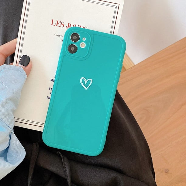 Funda de teléfono con protección para cámara Love Heart para iPhone 14 Pro Max 11 12 13 Pro 7 8Plus X XR XS Max, funda de TPU suave brillante de Color caramelo Tan Jianjun unisex