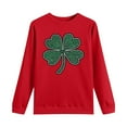 thumbnail image 4 of TKLPEHG Women's St Patricks Day Sweatshirts Long Sleeve Shamrock Heart Printed Pullover Irish Crewneck Casual Loose Tops (Red,XXL), 4 of 7