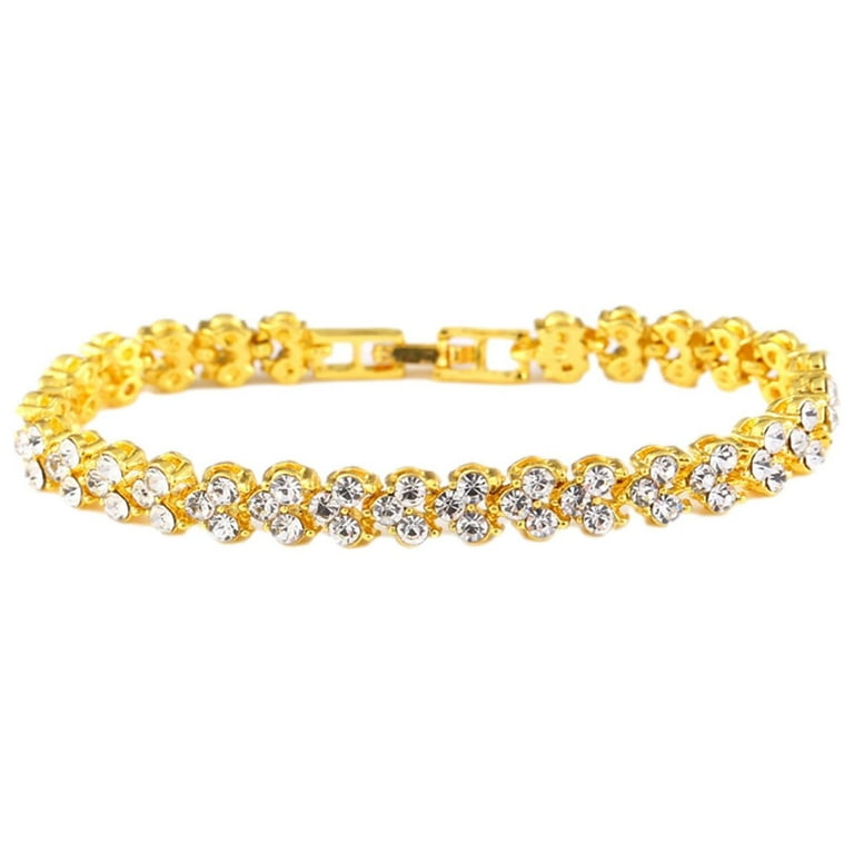 JikouIivo Diamond Inlay Bracelet Gold Plated Chain Party JikouIivo Diamond Inlay Bracelet Gold Plated Chain Party