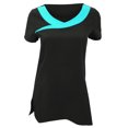 thumbnail image 1 of Premier - Túnica uniforme Ivy de trabajo para salón de bella o spa para mujer señora (cuello en contraste) (Negro/Turquesa), 1 of 2