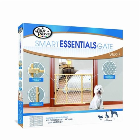 Four Paws Smart Essentials Wood Gate, 26"-42"W x 24"H