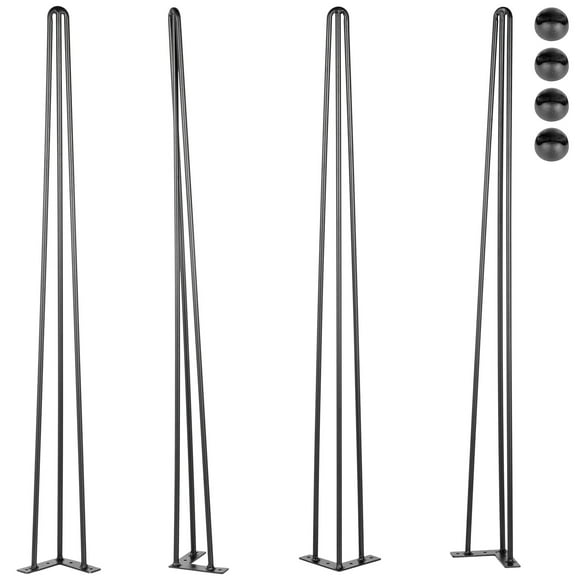 VEVOR Hairpin Table Legs 40" Black Set of 4 Desk Legs 880lbs Load Capacity (Each 220lbs) Hairpin Desk Legs 3 Rods for Bench Desk Dining End Table Chairs Carbon Steel DIY Heavy Duty Furniture Legs