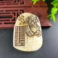 thumbnail image 1 of High-quality replica of Hetian jade from Mongolia, antique style, featuring auspicious abacus, Pixiu, and Bagua designs., 1 of 4