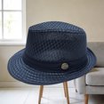 thumbnail image 4 of PRINxy Men's Breathable Mesh Trilby Fedora Sun Hat, Lightweight UV Protective Cap for Summer Beach Outdoor Travel Casual Wear Navy, 4 of 4
