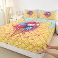 thumbnail image 4 of Castle Fairy Baseball Print Queen Sheets 4 Pieces, Ice Cream Cone Pattern Queen Sheet Sets, Pink Blue Yellow,1 Fitted Sheet, 1 Flat Sheet and 2 Pillowcases, 4 of 6