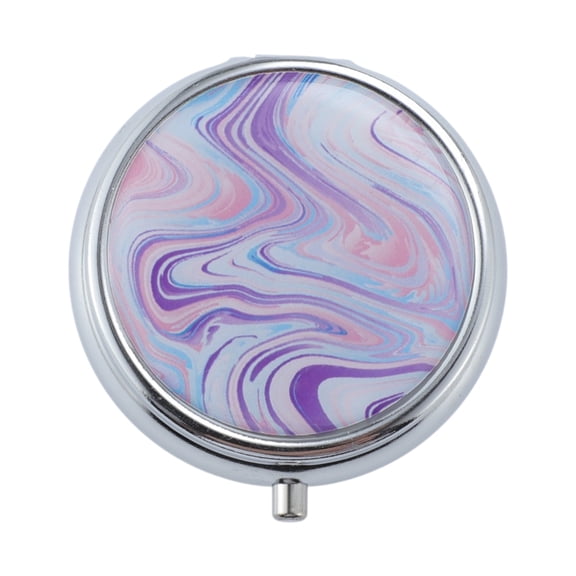 Unique Bargains 1 Pc Pill Case 3 Grid Round Abstract Pattern Pill Box Purple