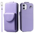 thumbnail image 2 of Feishell Crossbody Wallet Case for iPhone 12 mini,Durable PU Leather Vertical Flip Kickstand Magnetic Button Credit Card Slots Handbag Phone Case with Wrist & Shoulder Strap,Purple, 2 of 13