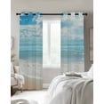 thumbnail image 3 of Blue Ocean Blackout Curtains, Light Blocking Print Window Curtains, Coastal Sea Beach Shore Sky Waves Scenery Thermal Insulated Window Drapes for Living Room Kitchen Cafe 2 Panels, 84"W x 63"L, 3 of 9
