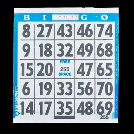 1 on Large Print Easy Read Bingo Paper Cards - Blue - 500