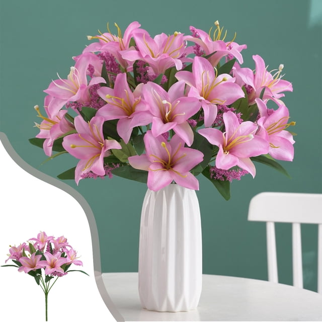 Decoraciones para San Valentín, adornos para San Valentín, regalos para San Valentín. Muchos ramos de lirios artificiales para bodas en casa. Flores decorativas multiusos disponibles en blanco, rojo y