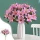 thumbnail image 1 of Ramo de lirios de plástico para decoración del hogar. Muchos ramos de lirios artificiales para bodas en casa. Flores decorativas multiusos disponibles en blanco, rojo y morado. Decoración del hogar. D, 1 of 6