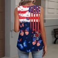 thumbnail image 3 of Iaqnaocc 250 Anniversary Usa Shirt Womens Tank Tops Sleeveless 2026 Summer Loose Fit V-Neck Pleated Tees Independence Day American Flag Floral Print Retro Basic Tees Dark Blue L, 3 of 6