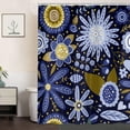 thumbnail image 5 of Boho Floral Blue Shower Curtain, Abstract Bohemian Flowers Botanical Leaf Bathroom Bath Curtain, Vintage Mid Century Modern Waterproof Fabric Shower Curtains for Bathroom Decor 70X70in, 5 of 5