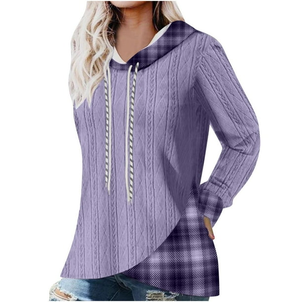 Gibobby Playera Corte clasico para Mujer Camiseta manga corta con capucha irregular color solido informal para mujer Morado XL Walmart en linea