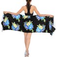 thumbnail image 2 of HAPPY BAY Women's Summer Beach Pareo Summer Bikinis Sarongs Coverups Bikini Beachwear Vacation Swim Cover up Short Beach Wraps for Women One Size Blue, Floral, 2 of 3