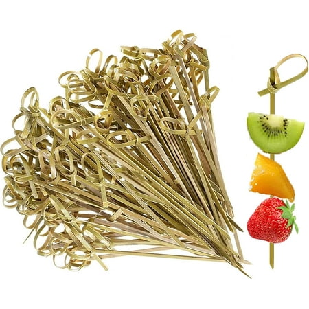 

200 Pcs Cocktail Sticks - Bamboo Toothpicks 12 cm Japaneses Style Natural Bamboo Knotted Skewers Food Sticks Tooth Picks for Drinks Fruit Appetizer Cocktail Garnish Accessories Party Supplies