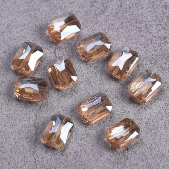 U8MO 10pcs Rectangle Faceted Colorful Crystal Glass Loose Beads For DIY Jewelry-Chanpagne-14x10mm